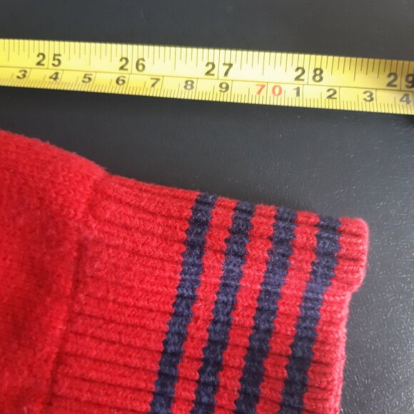 Tommy Hilfiger SZ L Red Full Zip Cotton Mock Turtleneck Cardigan w/ Navy Stripes - Picture 16 of 16